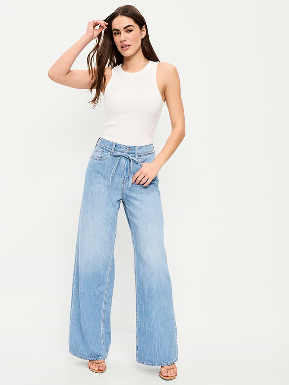 High-Waisted Drapey Wide-Leg Jeans