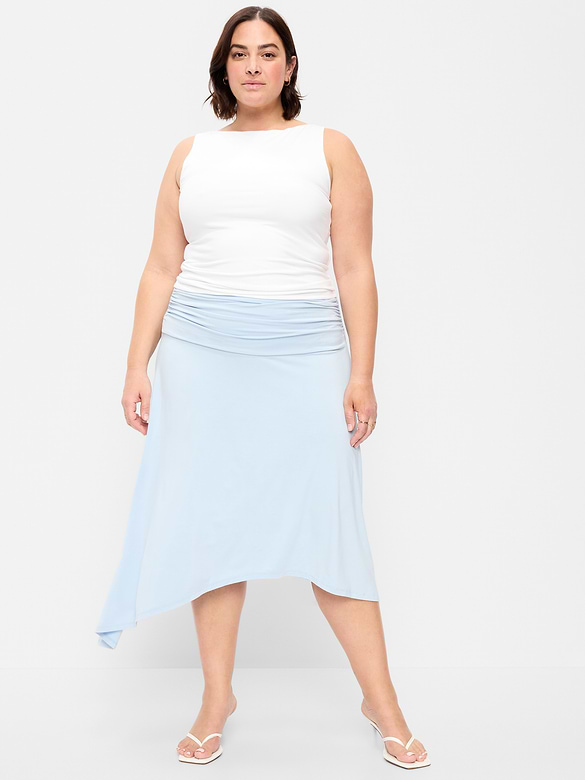 Asymmetrical Draped Midi Skirt