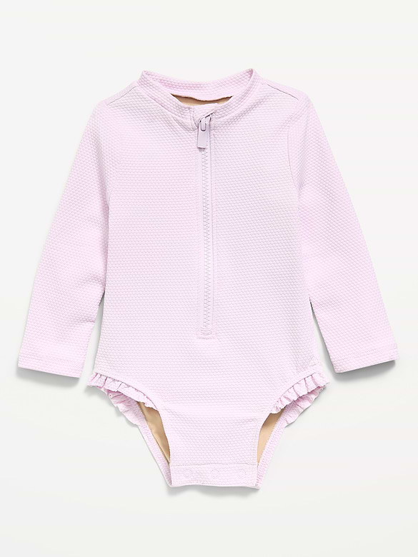 Long-Sleeve Rashguard Swim One-Piece for Baby