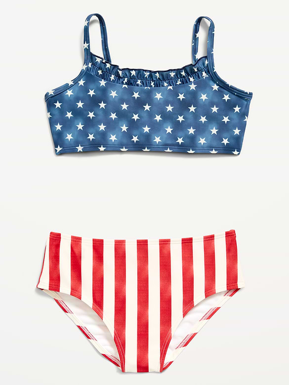 Ruffle-Trim Bikini Swim Set for Girls