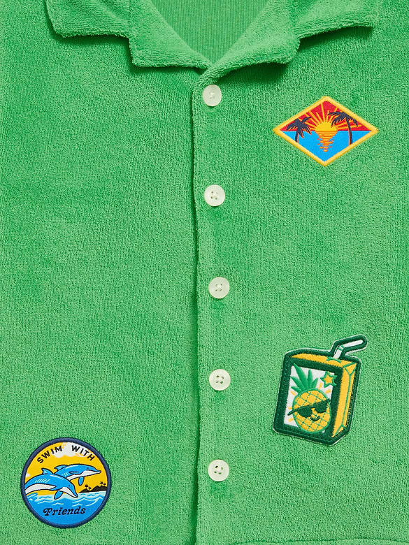 Ensemble avec chemise à manches courtes brodée et short en jersey bouclette pour tout-petit