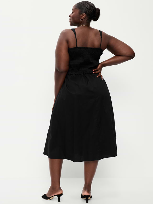 Fit & Flare Smocked-Bodice Midi Dress