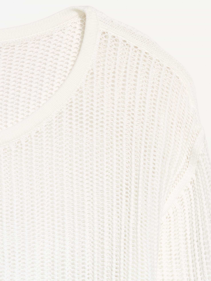 Image number 5 showing, Seaside Cotton Open-Stitch Cropped Sweater