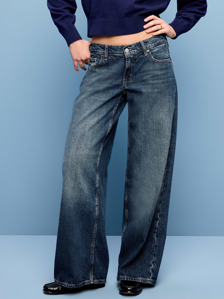 L'image numéro 2 présente Jean coupe généreuse à jambe large à taille basse