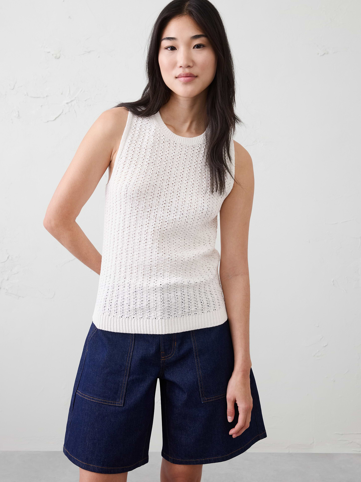 Image number 1 showing, Cotton-Blend Textured Sweater Tank