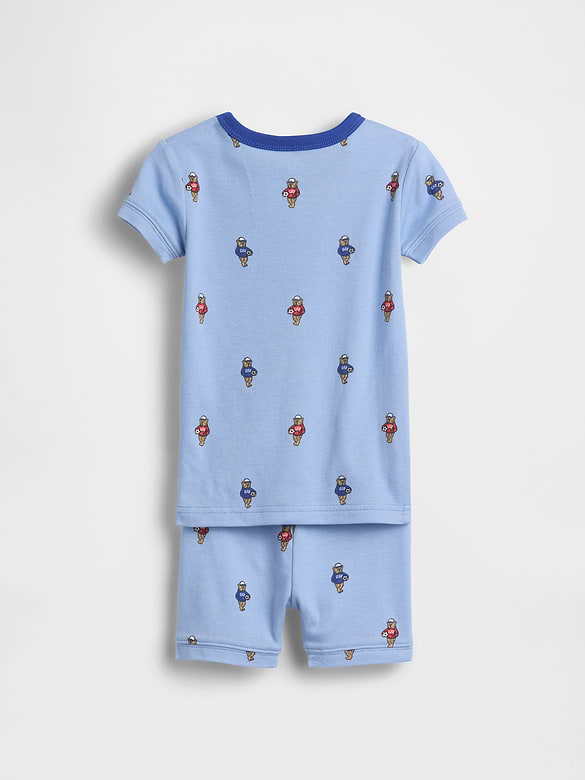 Pyjama en coton biologique brossé à motifs de soccer et ourson pour Bébé et Tout-petit