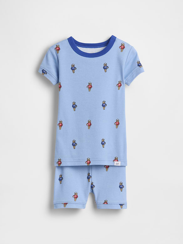 Pyjama en coton biologique brossé à motifs de soccer et ourson pour Bébé et Tout-petit