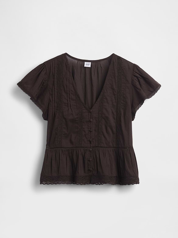 Lace Voile Peplum Crop Top