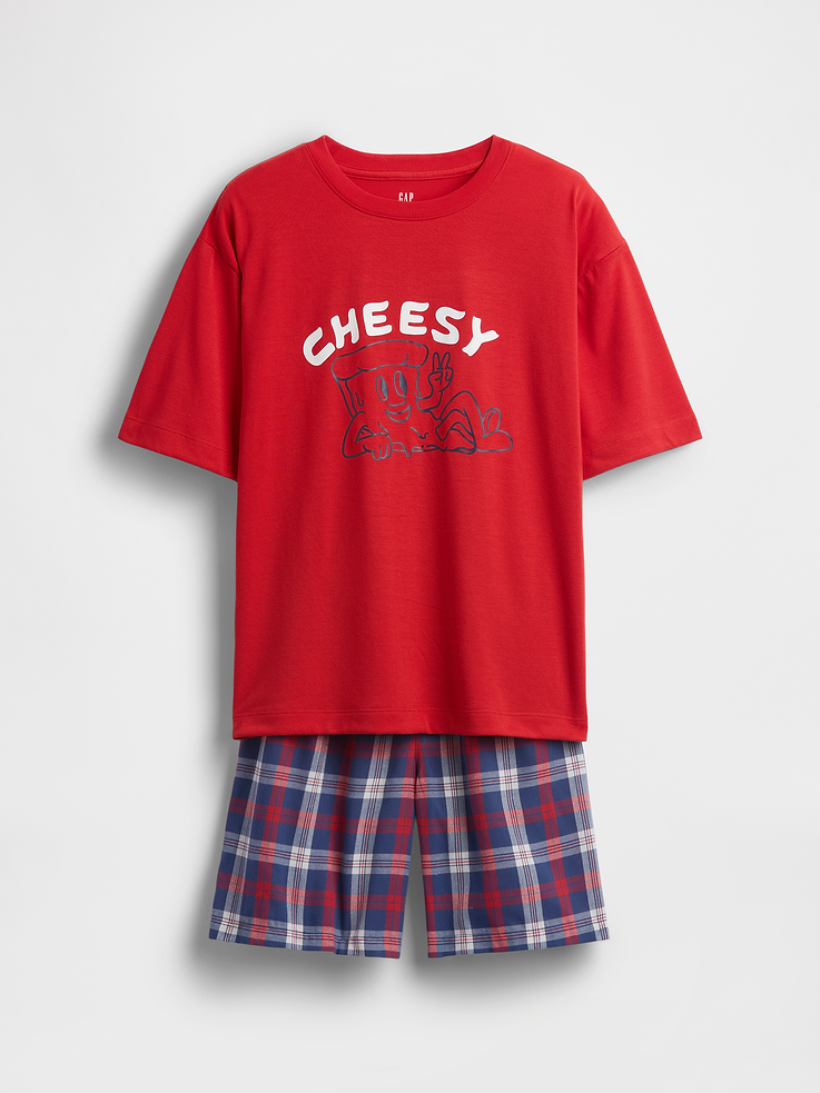 Image number 1 showing, Kids Oversized Recycled PJ Short Set