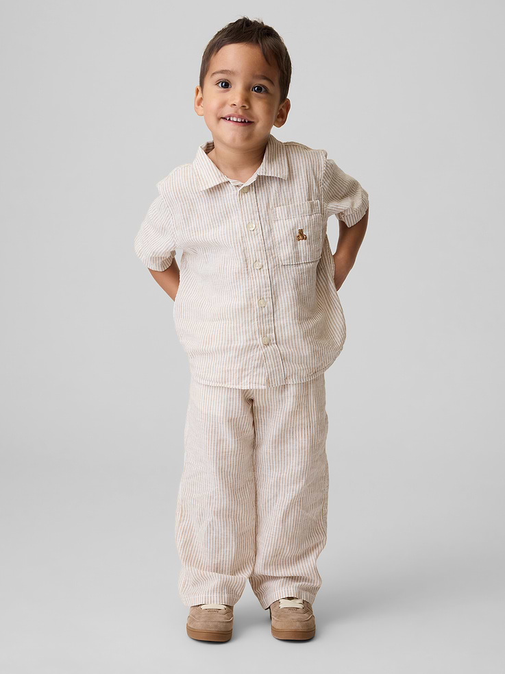 Image number 1 showing, Baby & Toddler Linen-Cotton Pull-On Pants