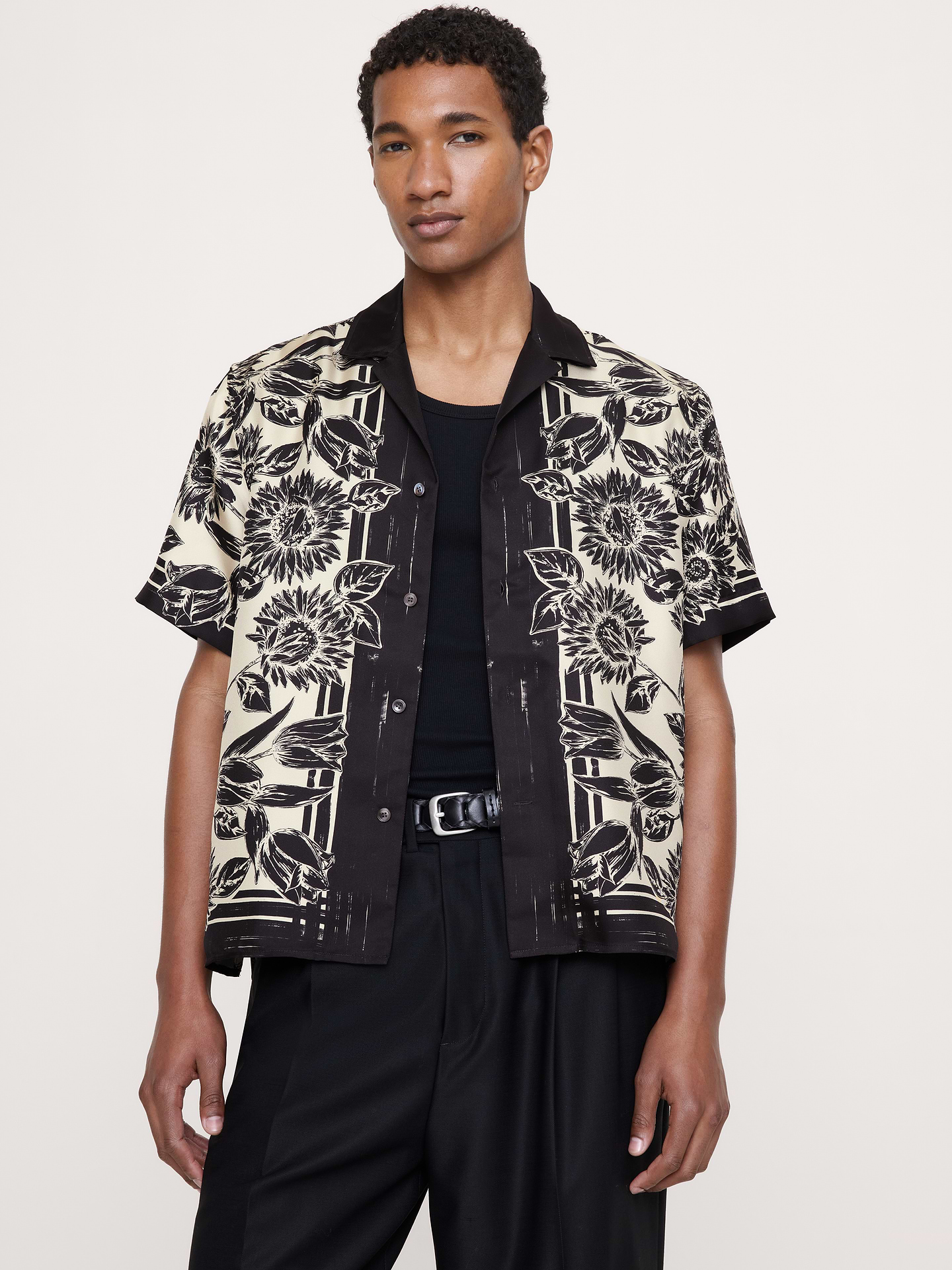 Image number 1 showing, Standard-Fit Silk Resort Shirt