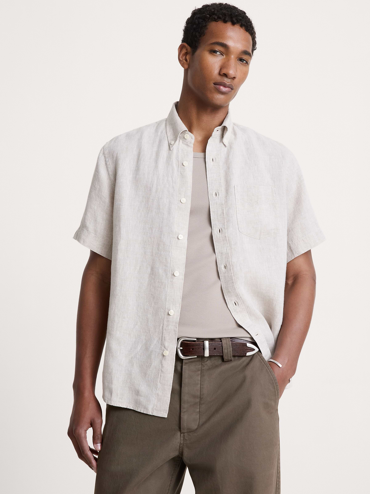 Standard-Fit Linen Short-Sleeve Shirt