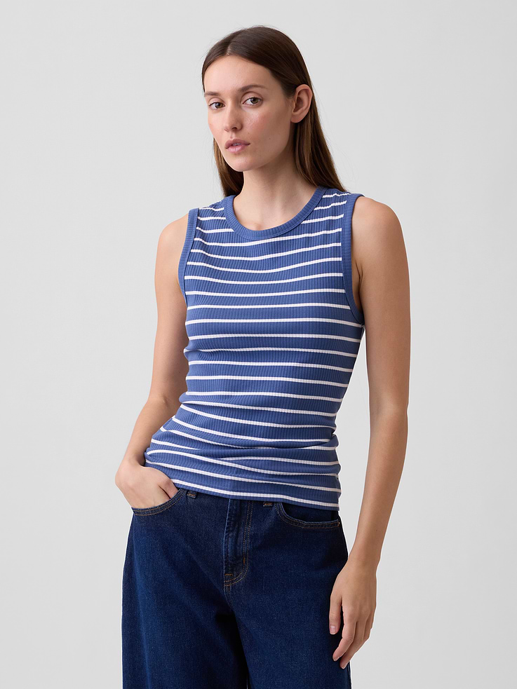 Image 1 of 5, Soft ribbed knit., Tank straps., Crewneck., Select styles have allover stripes., Product #1172512