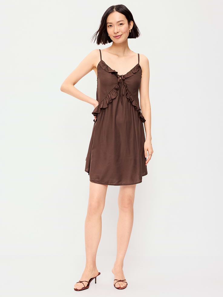 Image number 1 showing, Ruffle-Trim Asymmetrical Mini Dress