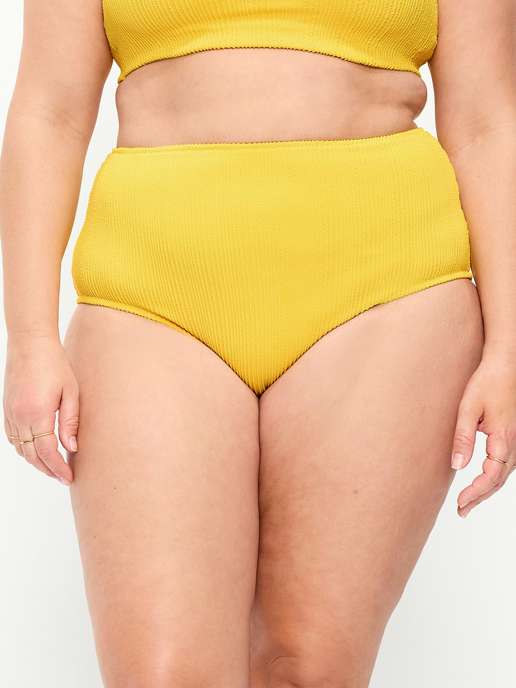 L'image numéro 7 présente Culotte de bikini côtelée à taille haute