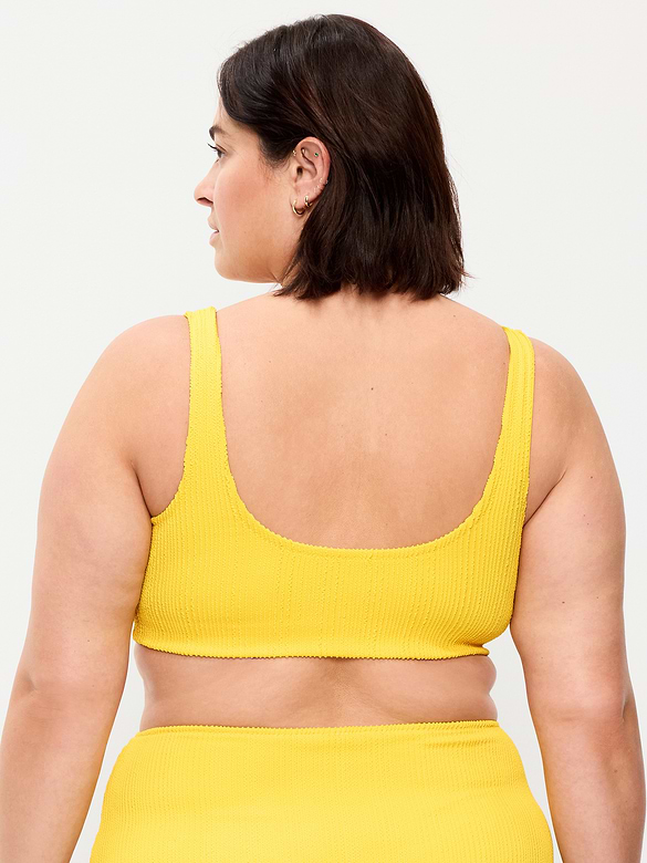 Ribbed Scoop-Neck Swim Top