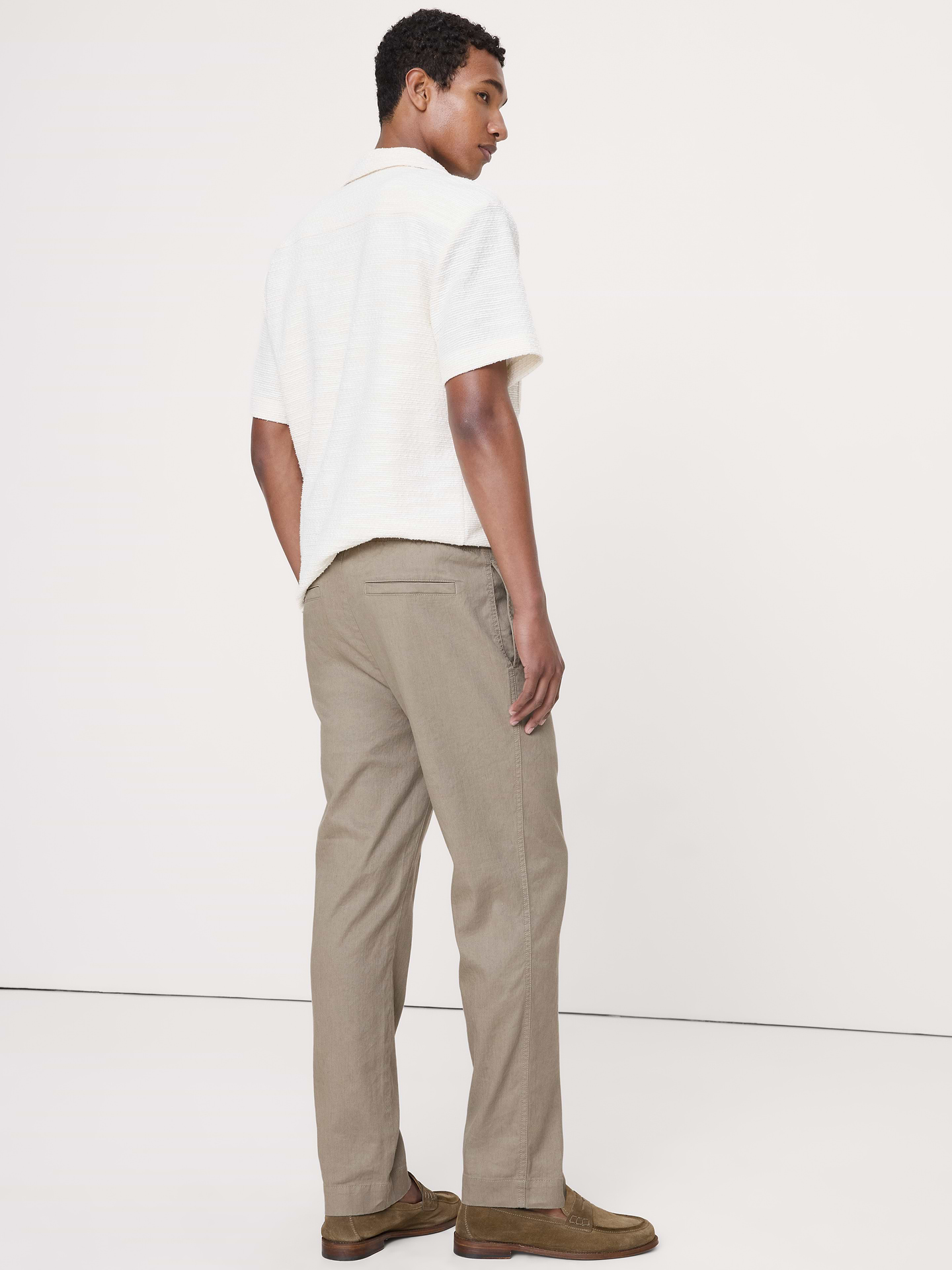 Image number 8 showing, Straight Italian Linen-Cotton Pull-On Pant