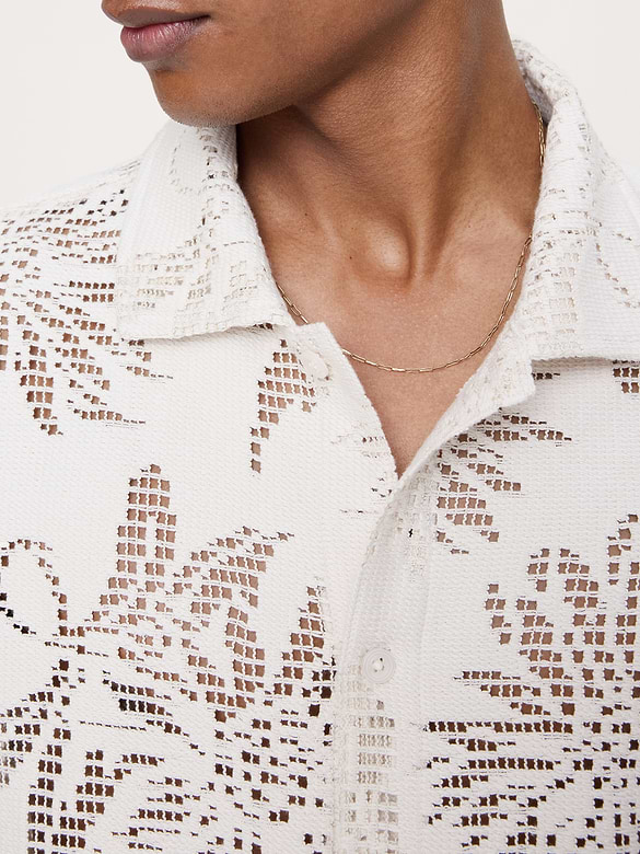 Floral Knit Button-Down Shirt