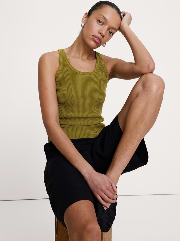 Camisole en coton côtelée