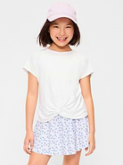 Image number 1 showing, CloudMotion Short-Sleeve Front-Knot T-Shirt for Girls