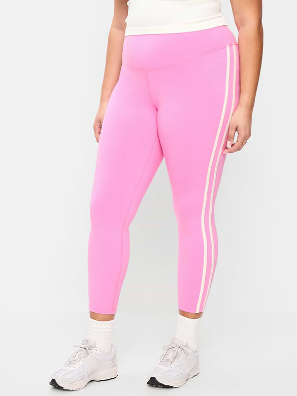 Legging à rayures latérales en coton à taille haute longueur 7/8 PowerChill