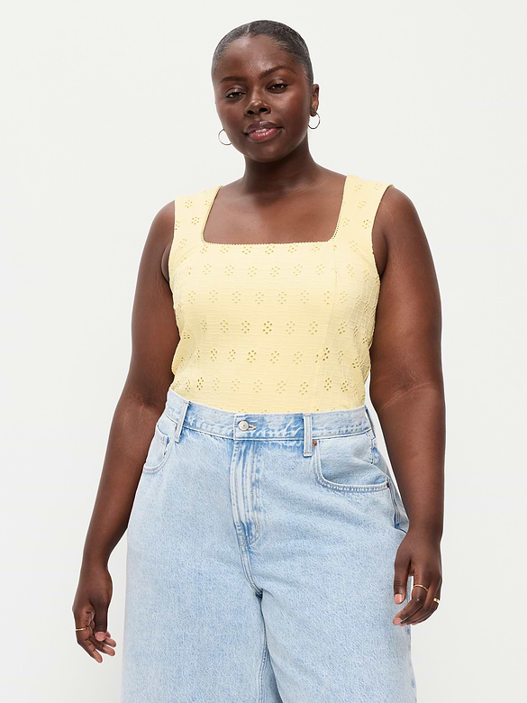 Camisole à broderie anglaise à corsage cousu