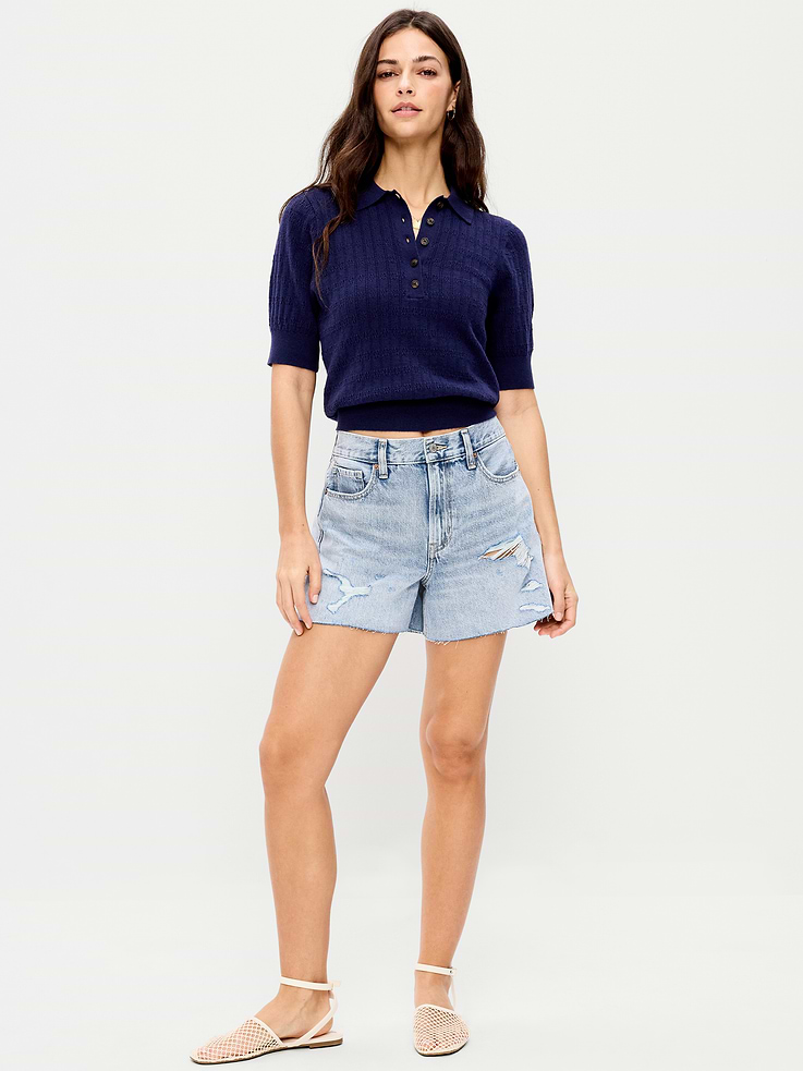 Image number 1 showing, High-Waisted OG Cut-Off Jean Shorts -- 4-inch inseam