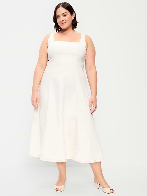 plus size white denim dress PSA - MAXI team it with graphic tanks and sneakers Long Sleeve White Denim Dress