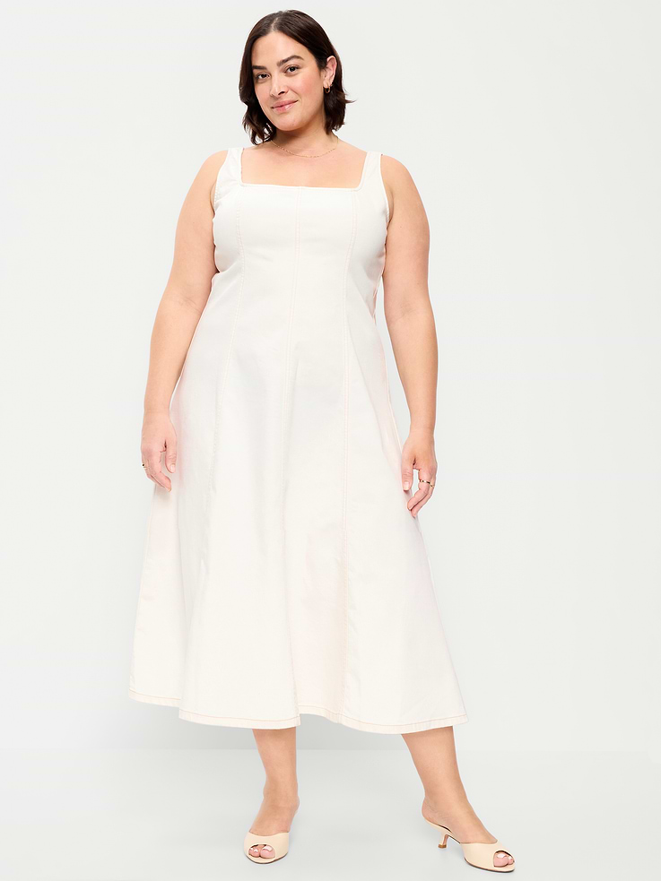 Image number 8 showing, Fit & Flare Sleeveless Denim Midi Dress