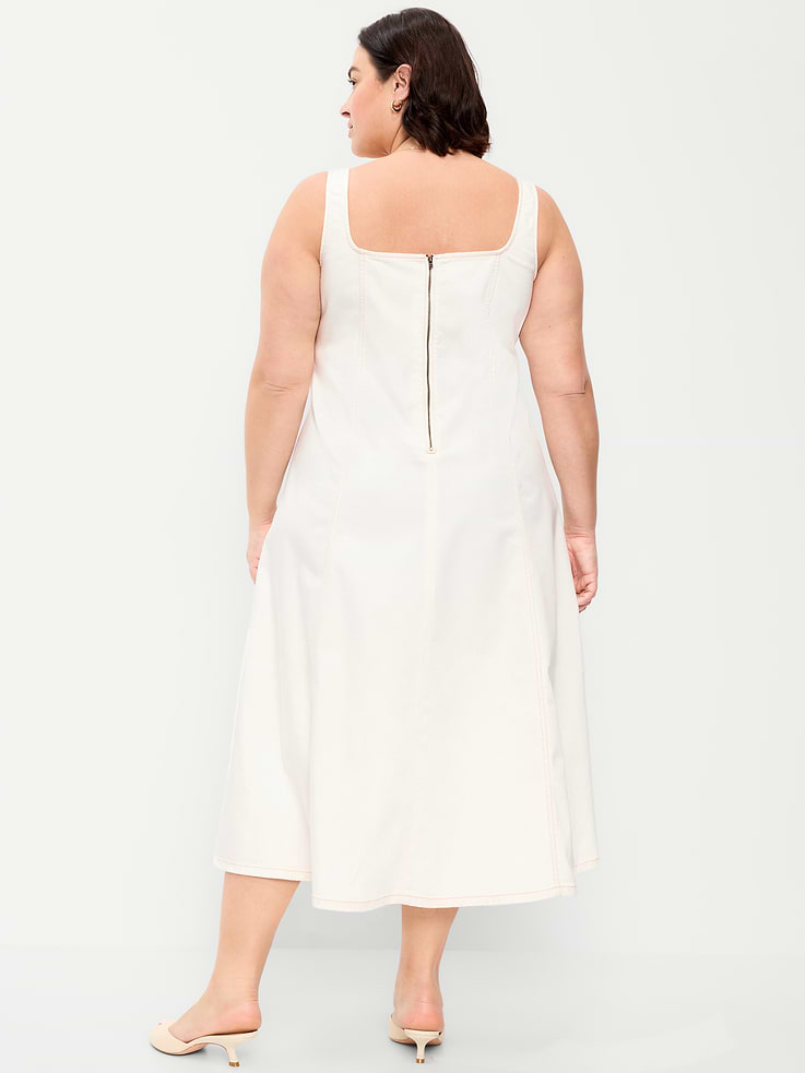 Image number 9 showing, Fit & Flare Sleeveless Denim Midi Dress