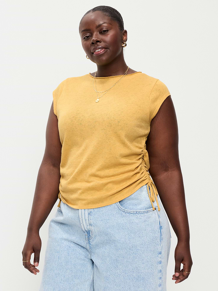 Image number 8 showing, Cap-Sleeve Shirred Side Top