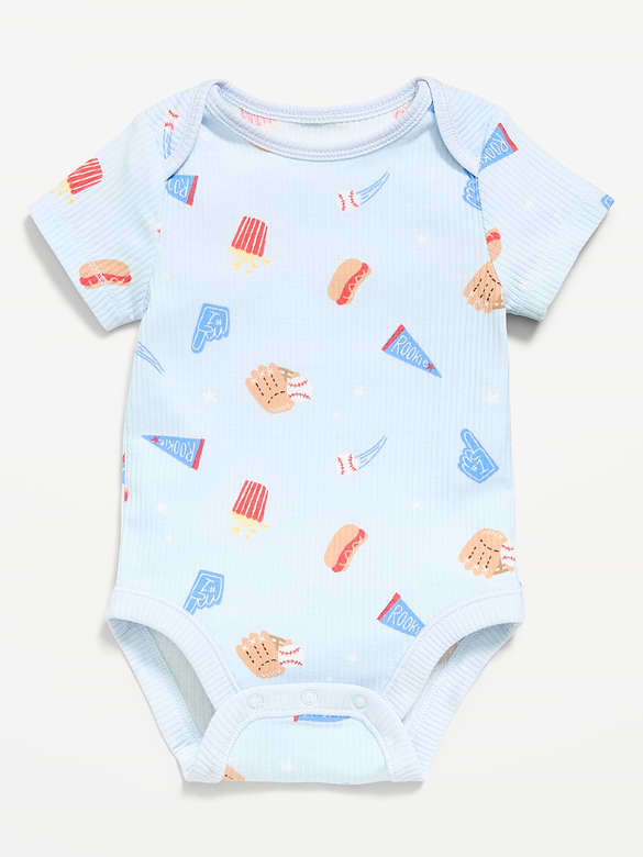 Cache-couche côtelé à manches courtes à motif pour bébé