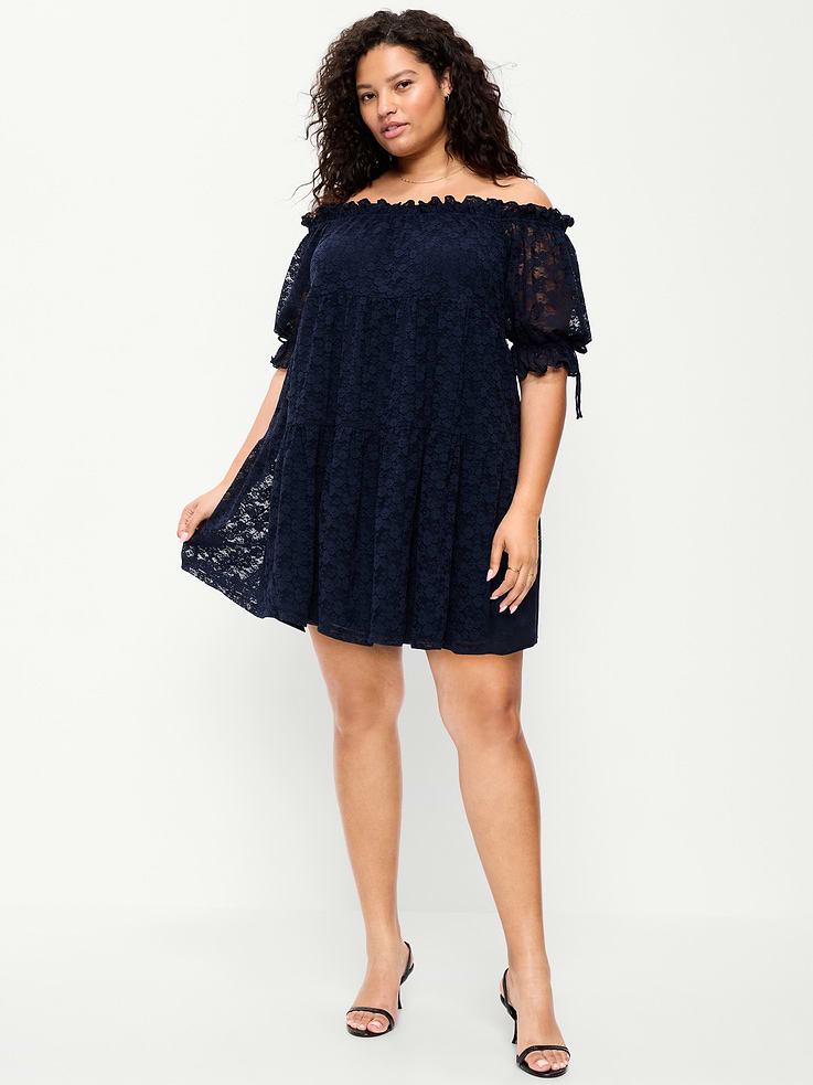 Image number 8 showing, Off-The-Shoulder Lace Mini Dress