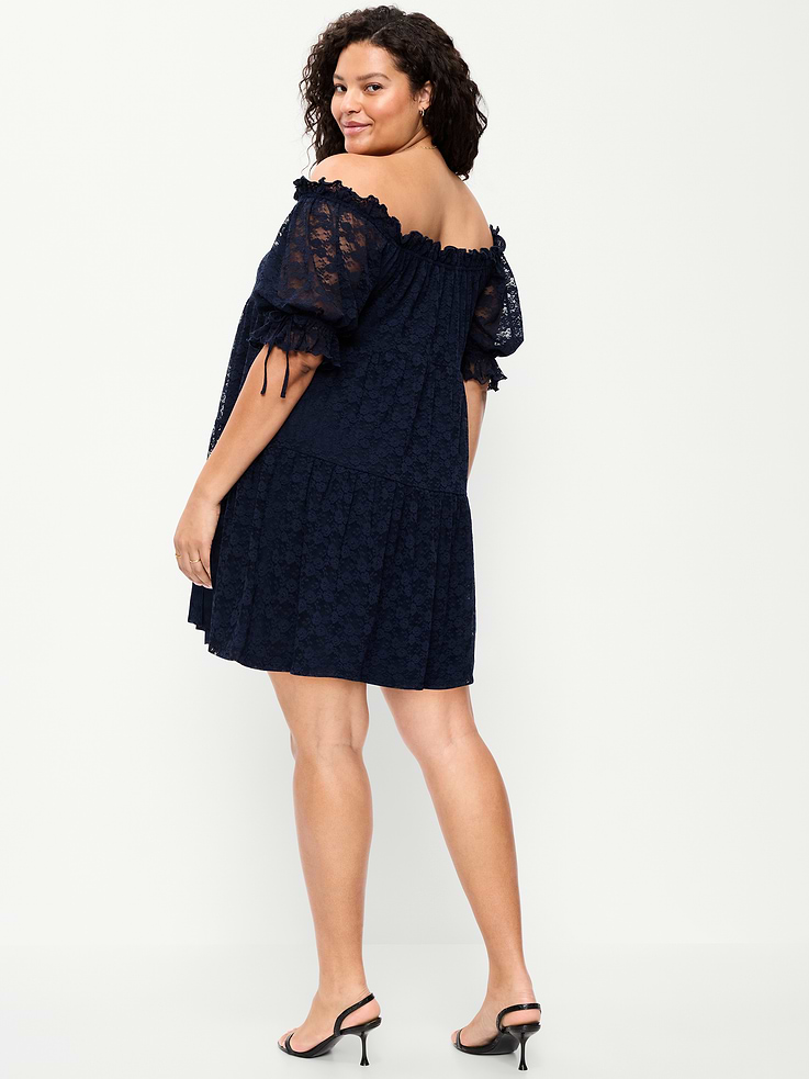 Image number 9 showing, Off-The-Shoulder Lace Mini Dress
