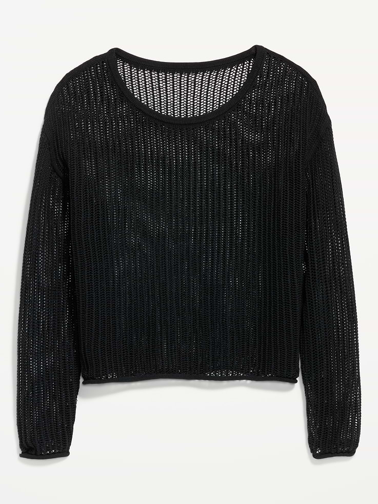 L'image numéro 4 présente Chandail court en tricot de coton littoral à mailles ouvertes