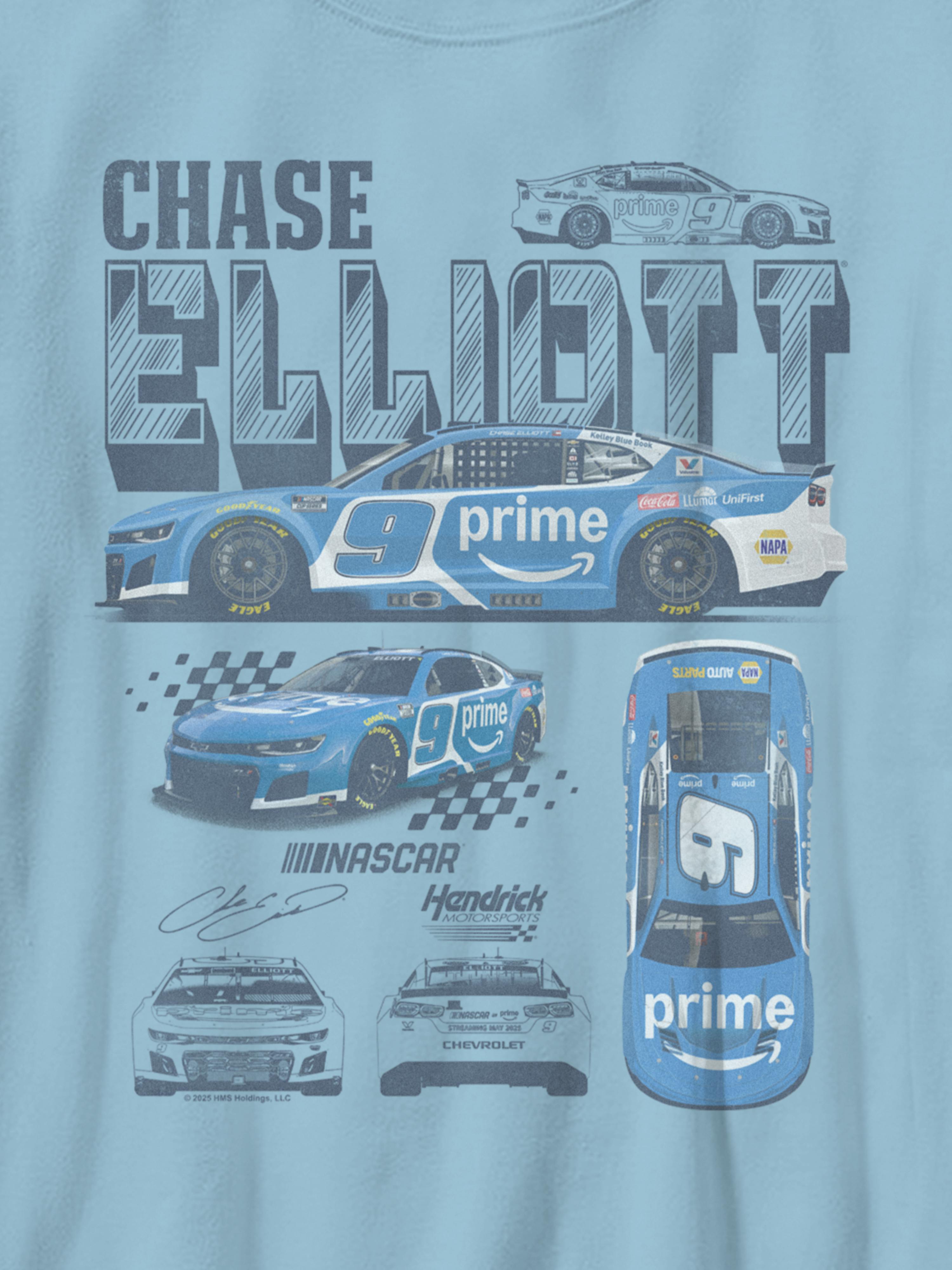 Image 2 of 4, Chase Elliot Hendrick Motorsports Diagram Graphic T-Shirt for Boys