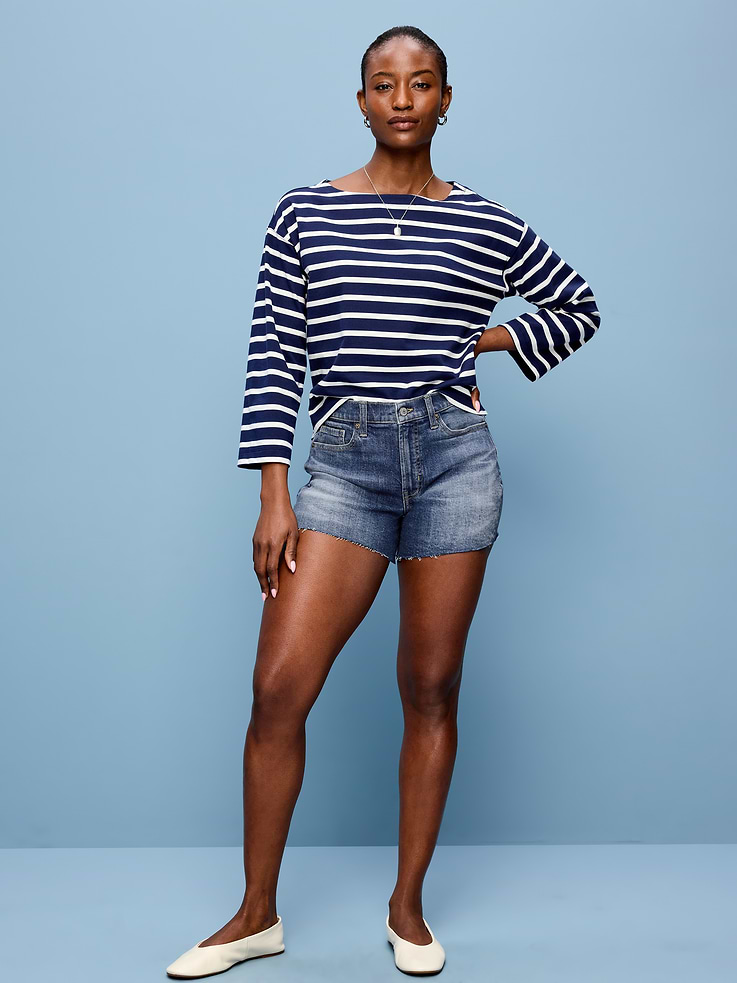 Image number 1 showing, Curvy High-Waisted OG Jean Cut-Off Shorts -- 4-inch inseam