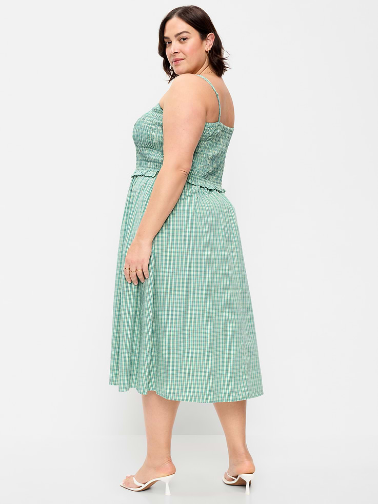 Image 9 of 9, Fit & Flare Smocked-Bodice Midi Dress