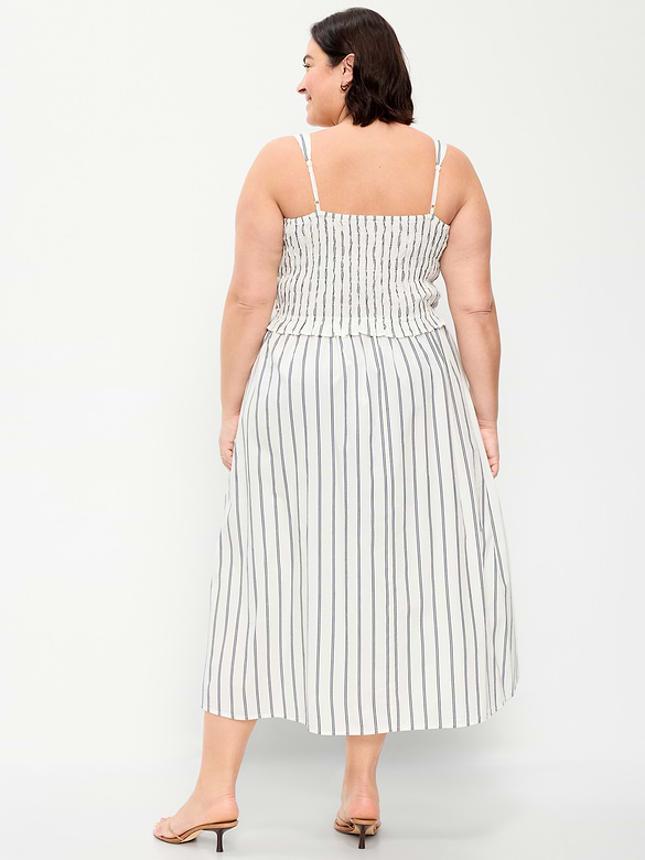 Fit & Flare Smocked-Bodice Midi Dress