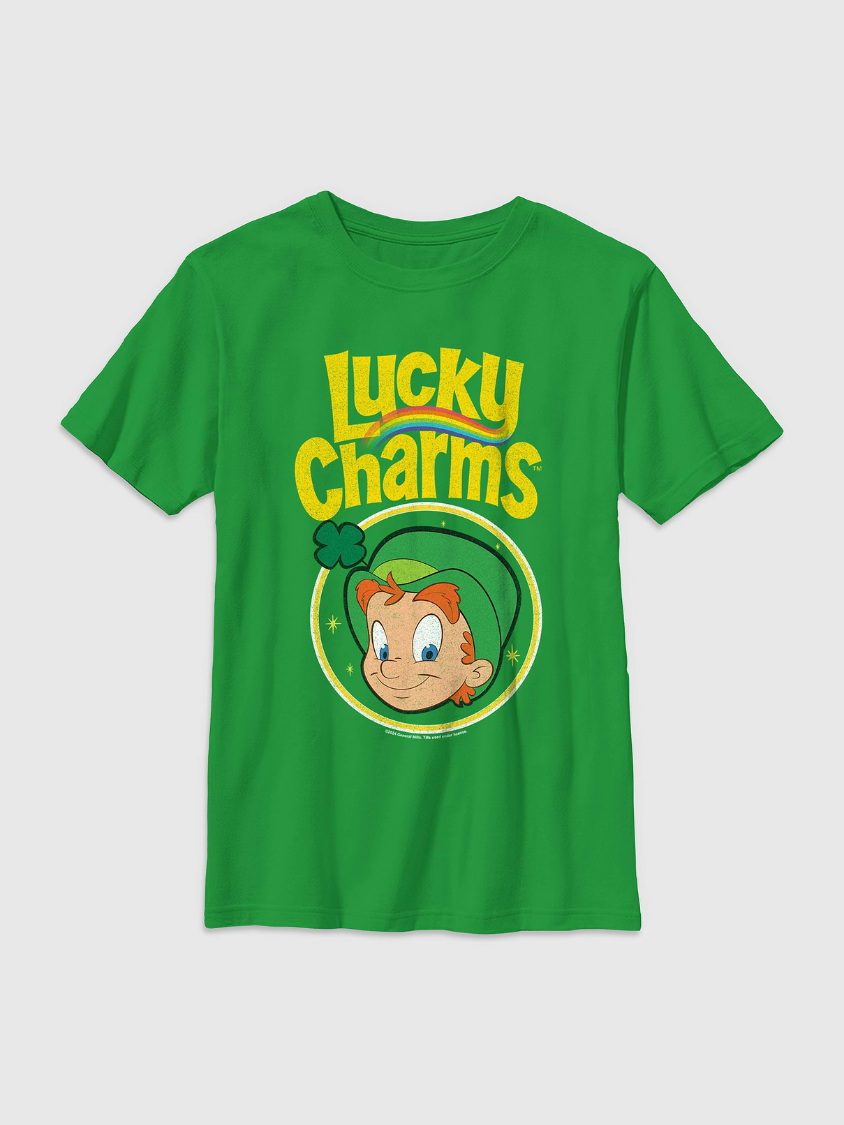 Image 1 of 4, Soft cotton T-shirt., Crewneck., Short sleeves., Officially licensed Lucky Charms Lucky Graphic at front.