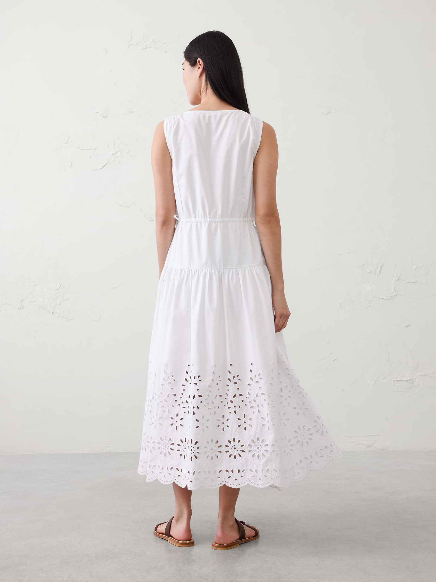 Image number 2 showing, Poplin Eyelet-Hem Midi Dress