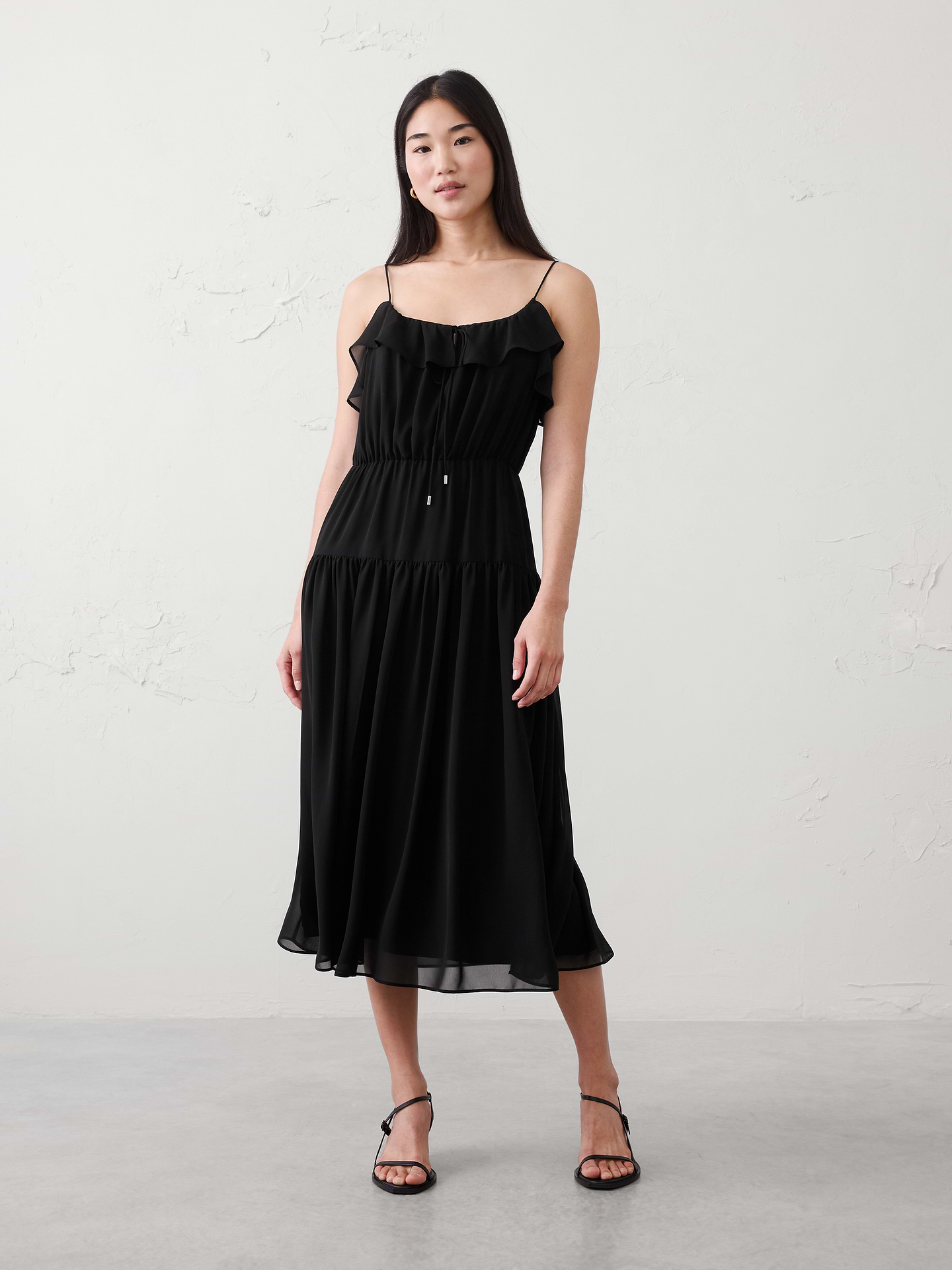 Image number 1 showing, Chiffon Ruffle Midi Dress