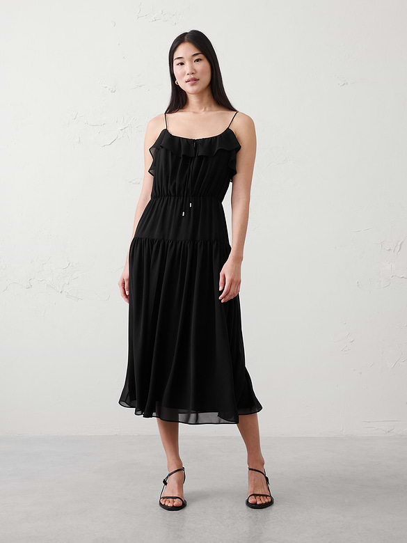 Chiffon Ruffle Midi Dress