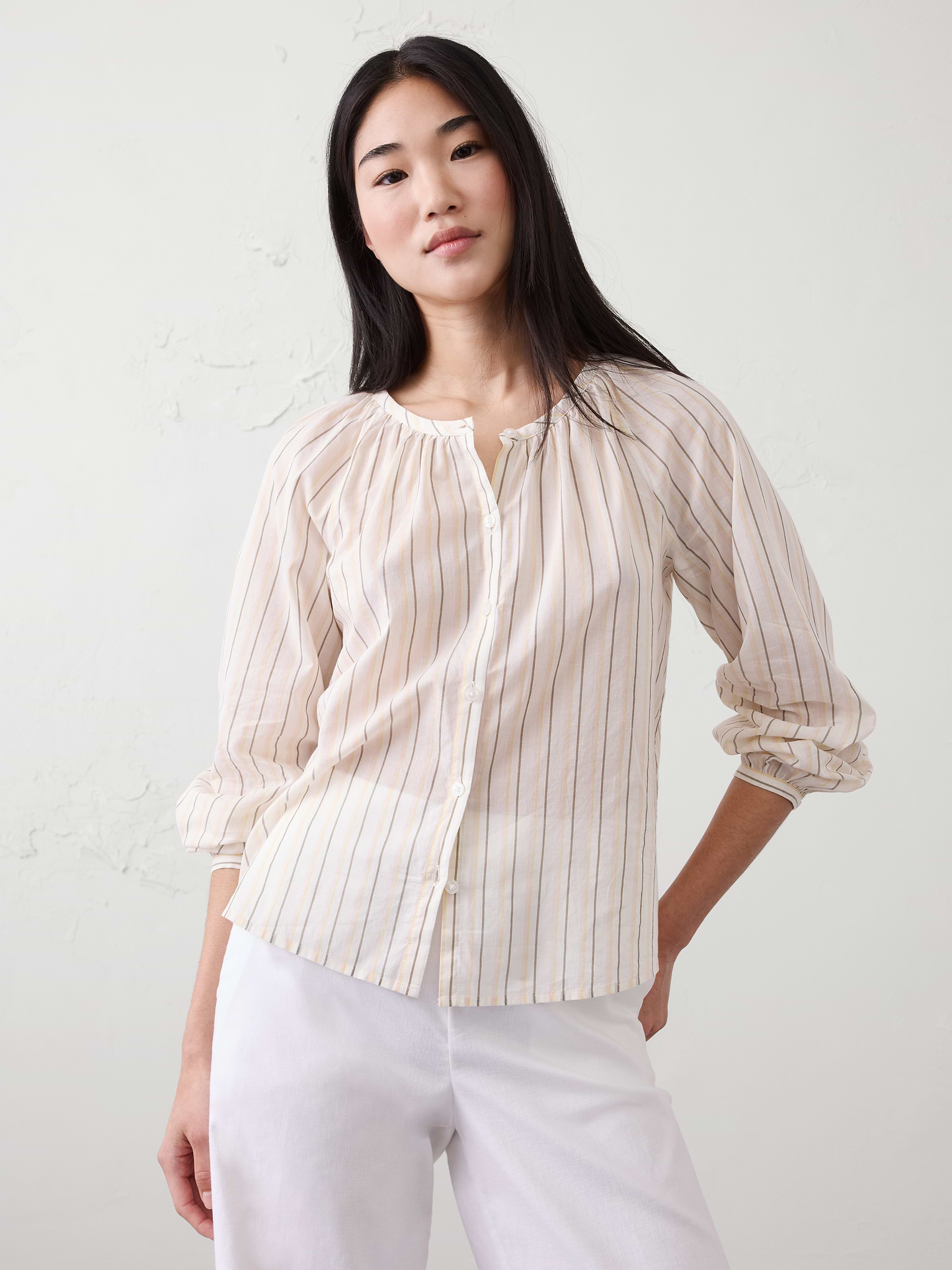Image number 1 showing, Voile Puff-Sleeve Shirt