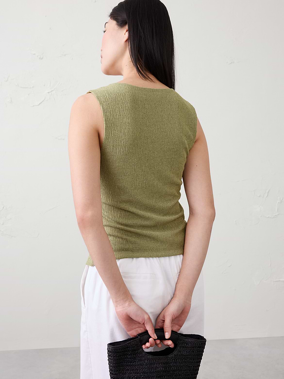 Jacquard Crinkled Vest Top
