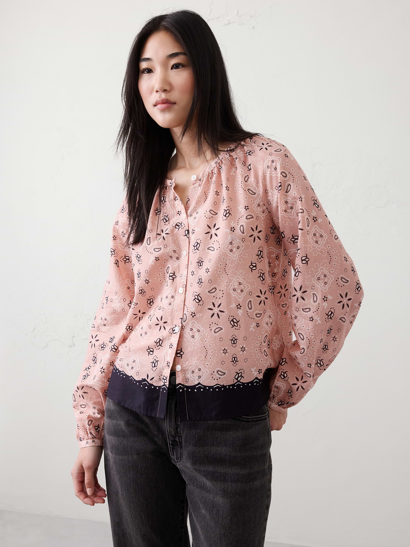 Image number 1 showing, Voile Puff-Sleeve Shirt