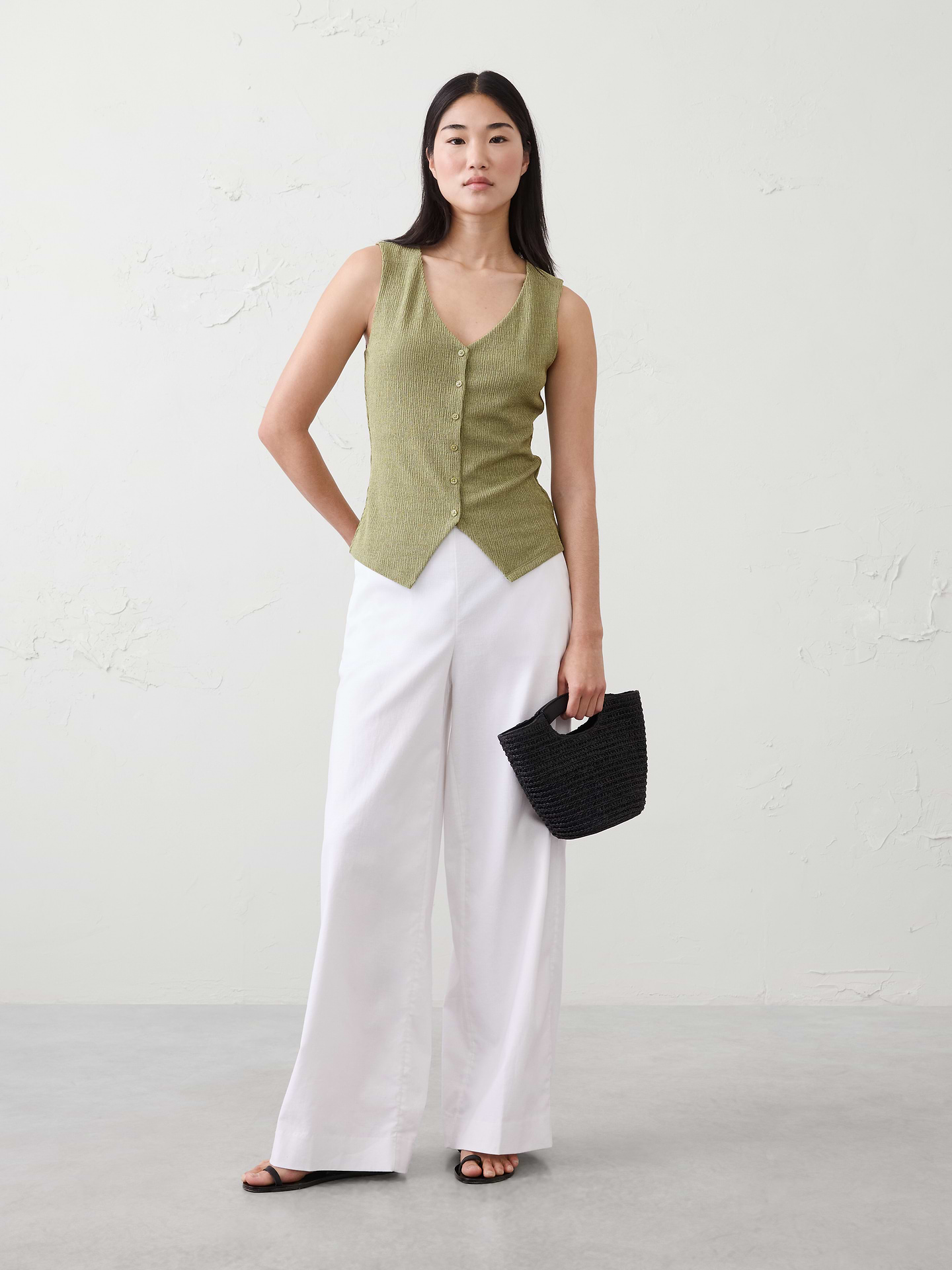 Image number 3 showing, Jacquard Crinkled Vest Top