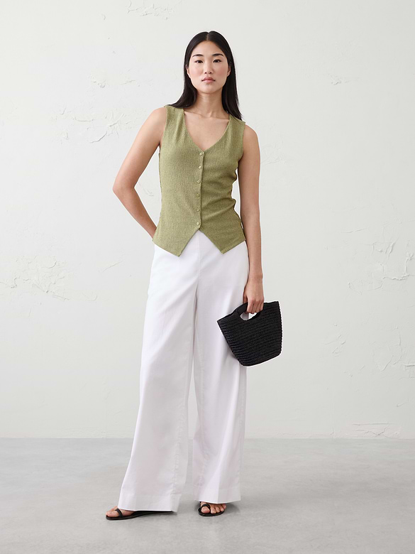 Jacquard Crinkled Vest Top