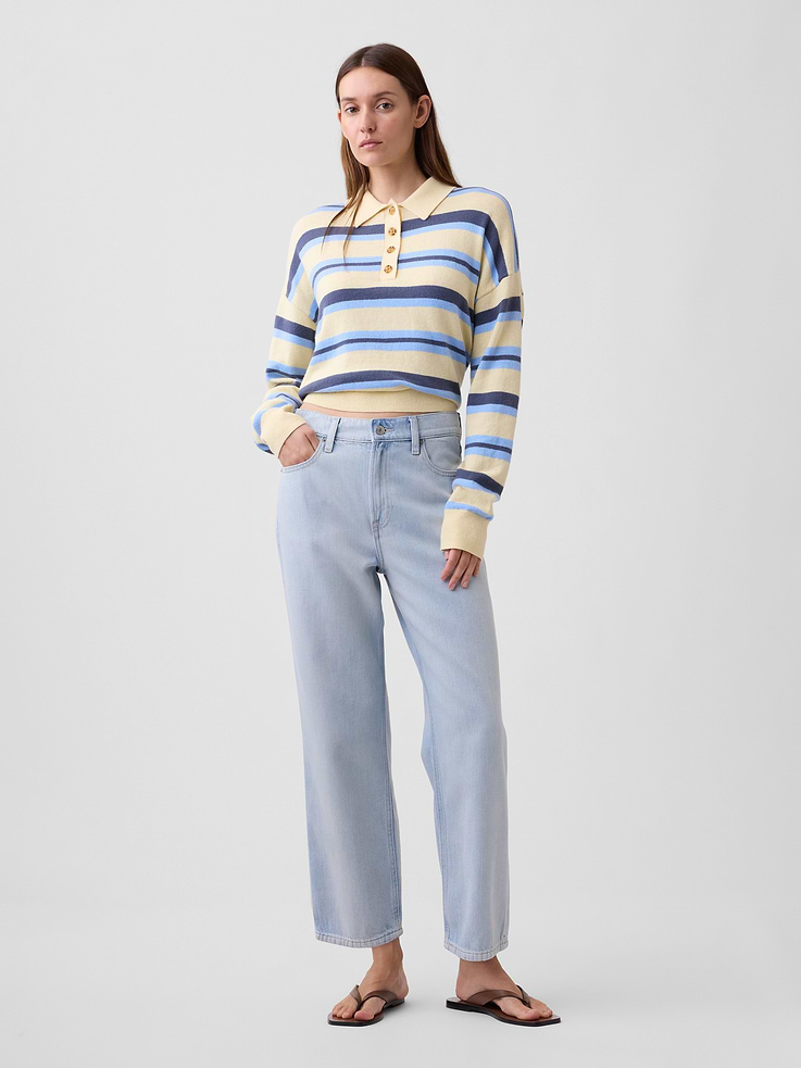 Image number 1 showing, Low Slung SuperSoft Relaxed Straight Crop Jeans