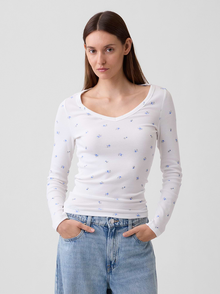 Image number 1 showing, Ribbed V-Neck T-Shirt